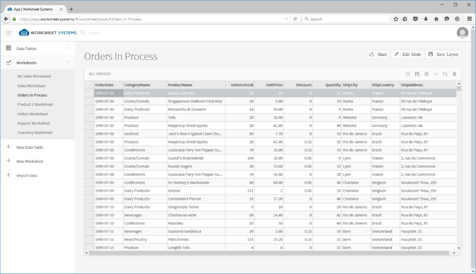 screenshot of Worksheet Systems